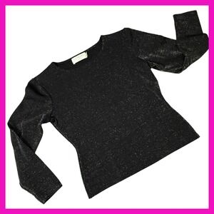 90's‎ Vintage Express Tricot Sparkle Top Long Sleeve Shimmer Party Shirt